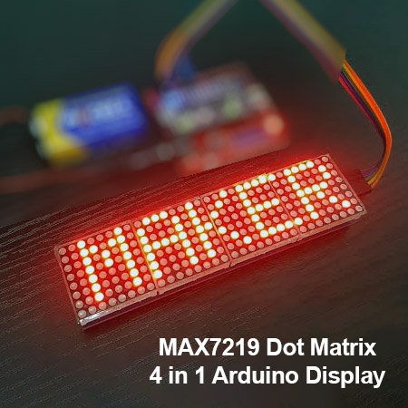 MAX7219 Dot Matrix Module For Arduino Microcontroller 4-in-1 Display with 5P Line Red