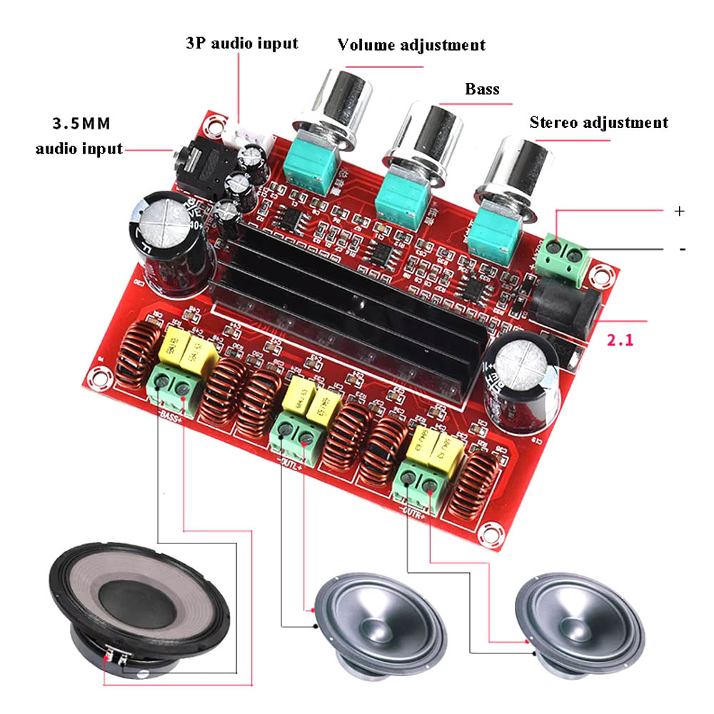 XH-M139 Digital 2x50W 100W Sub 2.1 Channel Original TPA3116D2x2 Digital Amplifier 3 Channels Pure HiFi Music