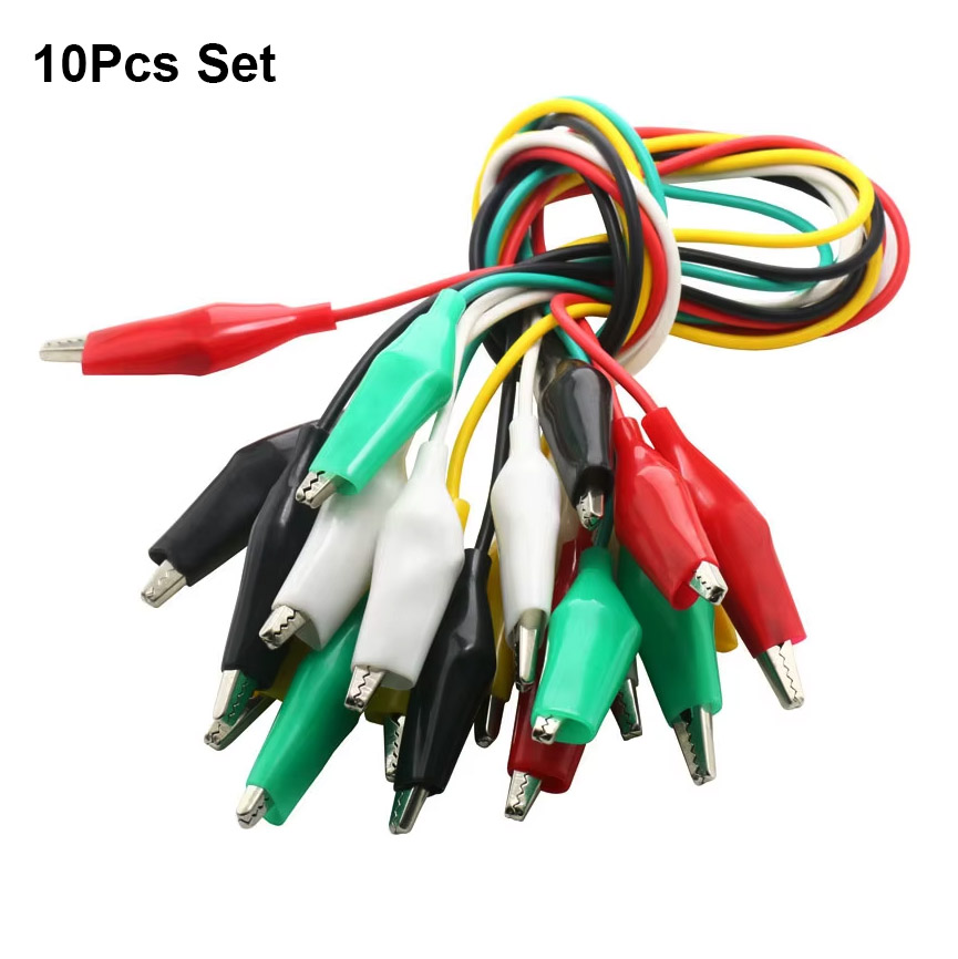 10Pcs Double Head Alligator Clip Set Test Cable for Repair Works 10 Pieces in 5 Colors