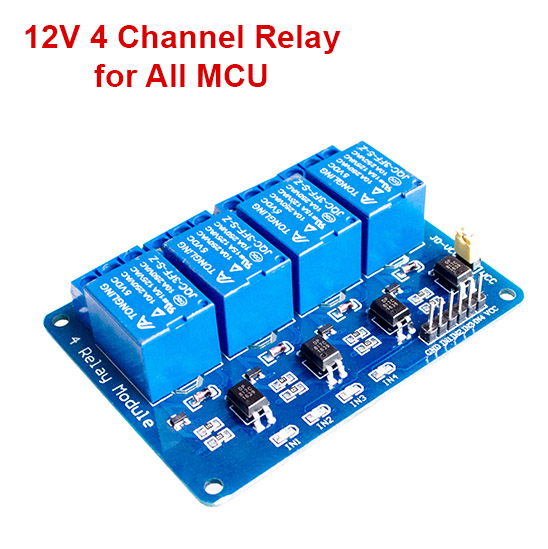 12V 4 Channel Relay Module Optocoupler For Arduino ARM AVR DSP PIC MSP Low Level Signal MCU PLC Control