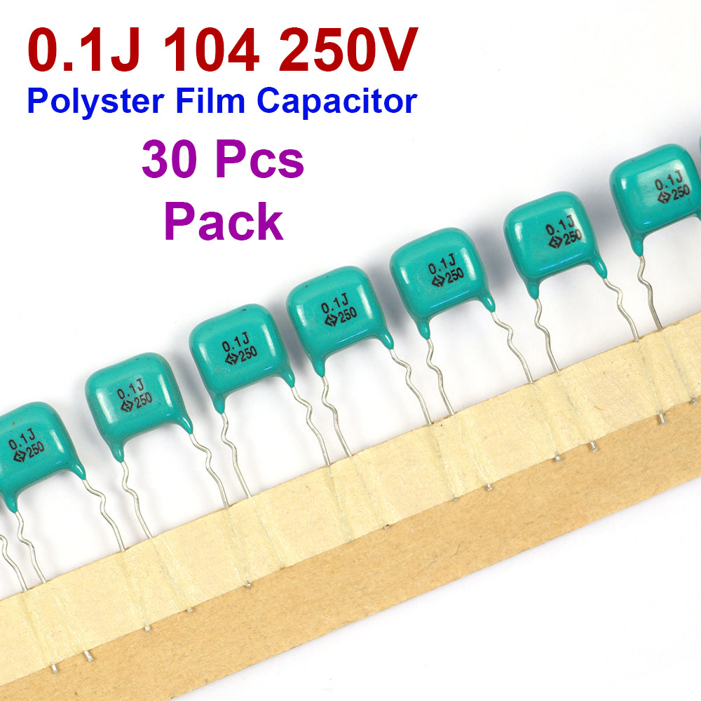 30pcs/lot 104 Polyester film Capacitor 0.1UF 250V film capacitor 0.1J 250V