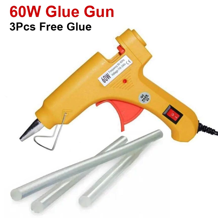 60 Watt Hot Melt Glue Gun with 3Pcs FREE Glue Sticks