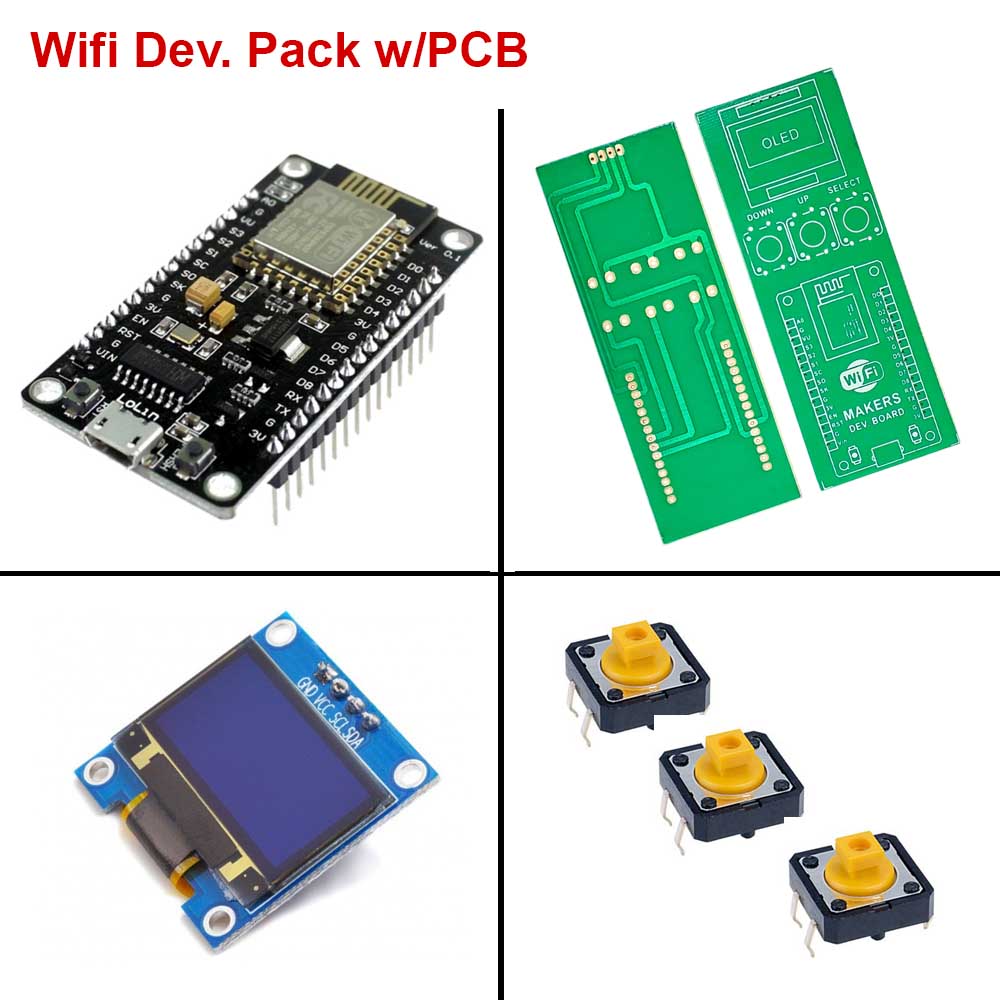 ESP8266 Wifi Dev. with 0.96 inch OLED Display PCB Complete Pack