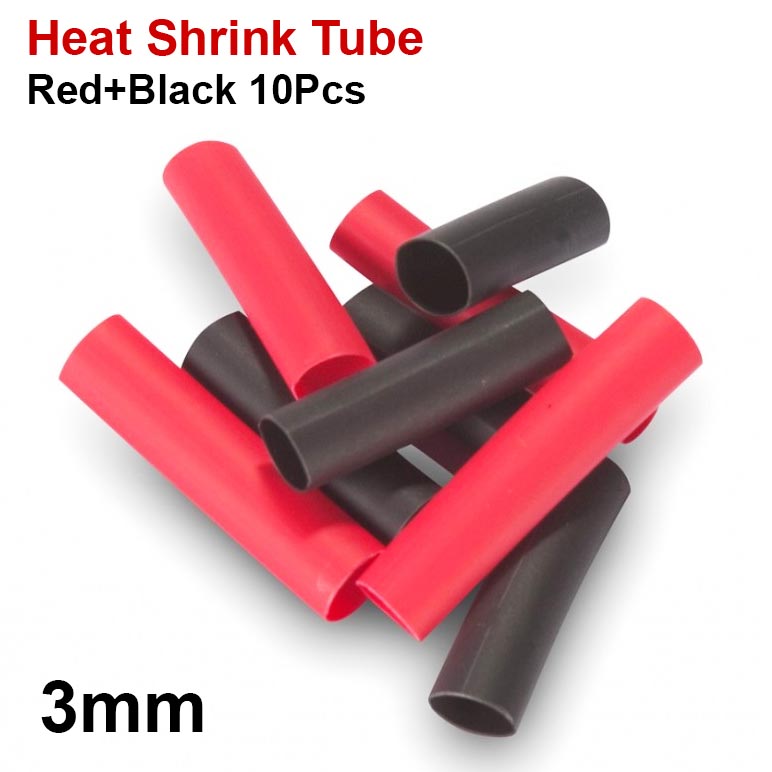 3mm Heat Shrink Tube Red and Black Pre-Cut 1 Inch per 10 Pcs