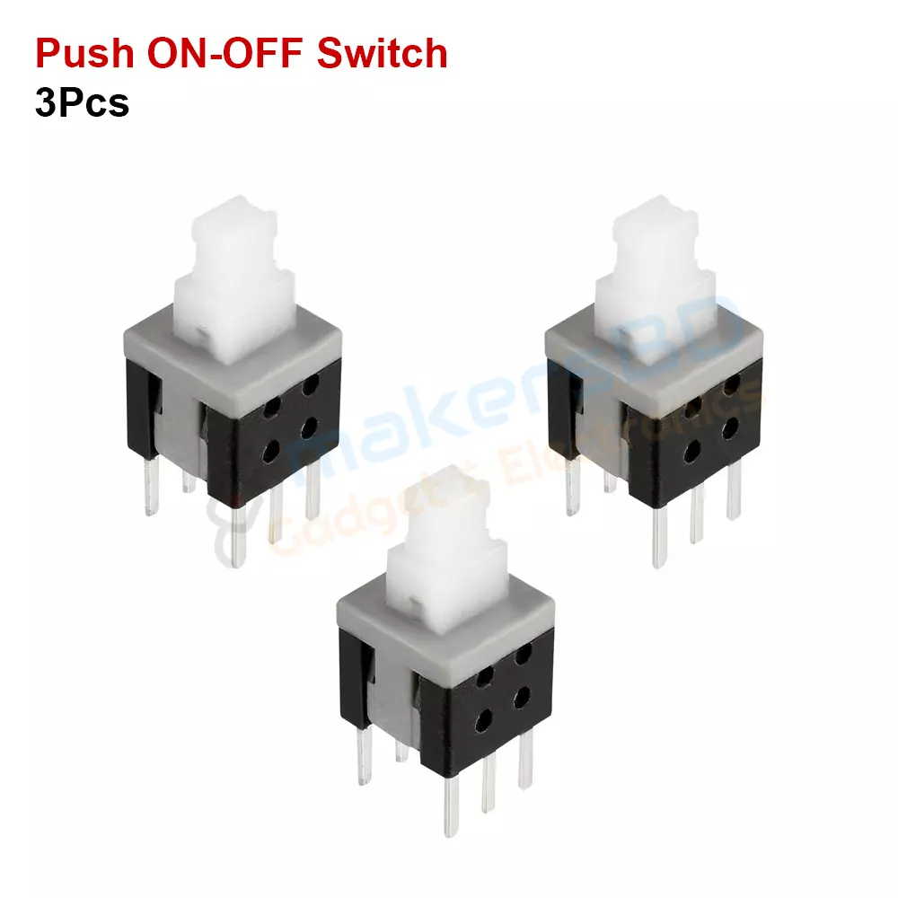 Push Button 6 Pins Self-locking 5.8×5.8mm 3Pcs