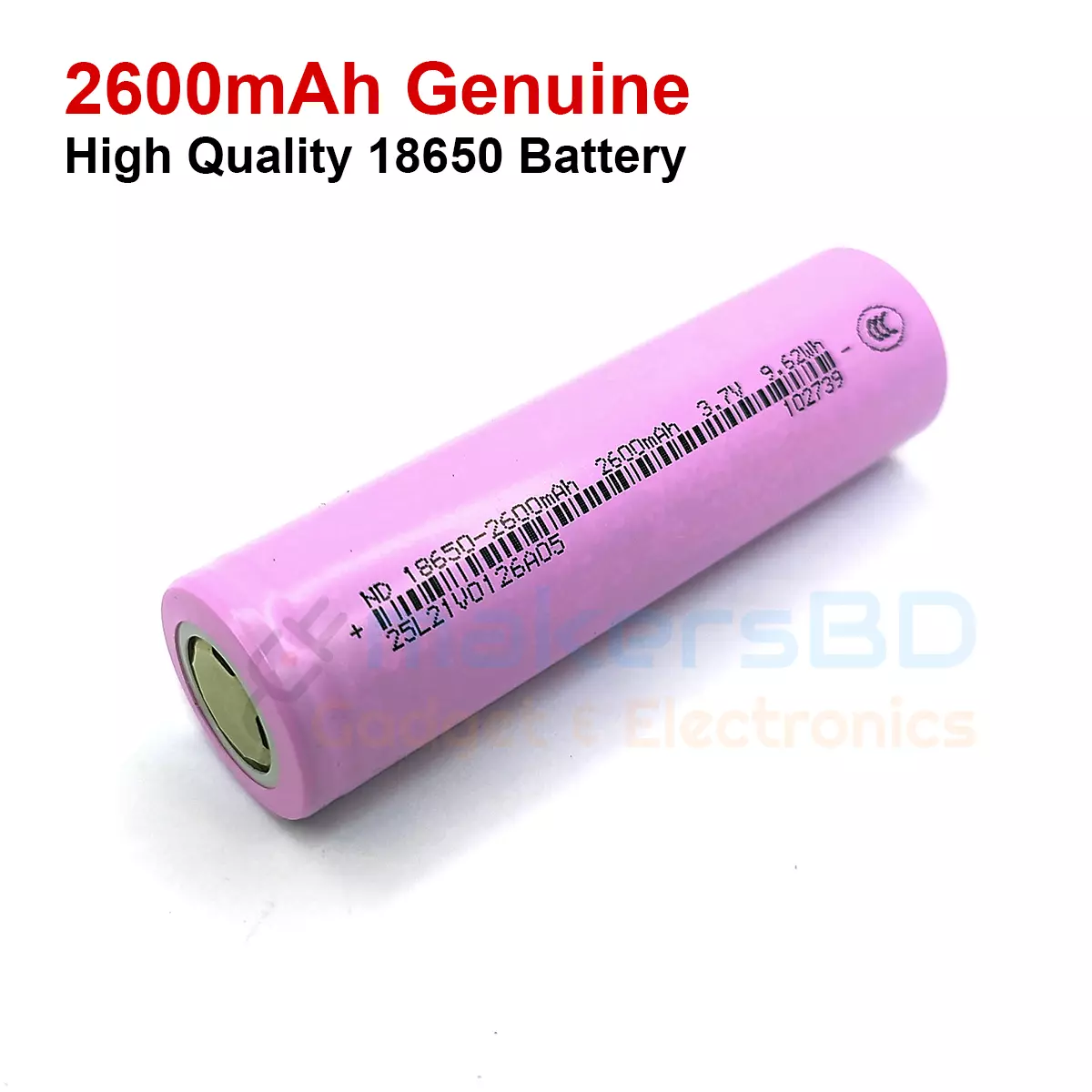 Genuine 2600mah Capacity 3.7V 18650 Brand New Lithium-Ion Battery ND18650