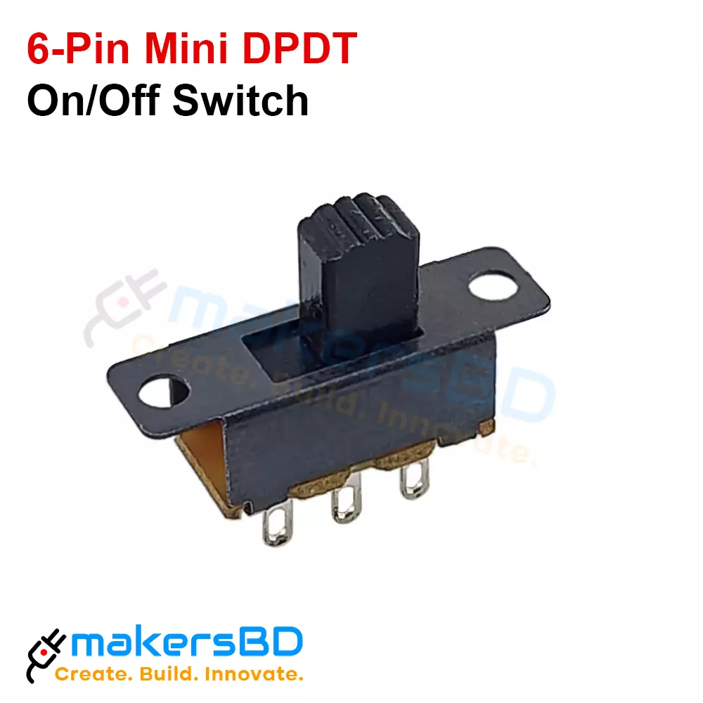 6-Pin Mini DPDT Slide On Off Switch 3 Steps