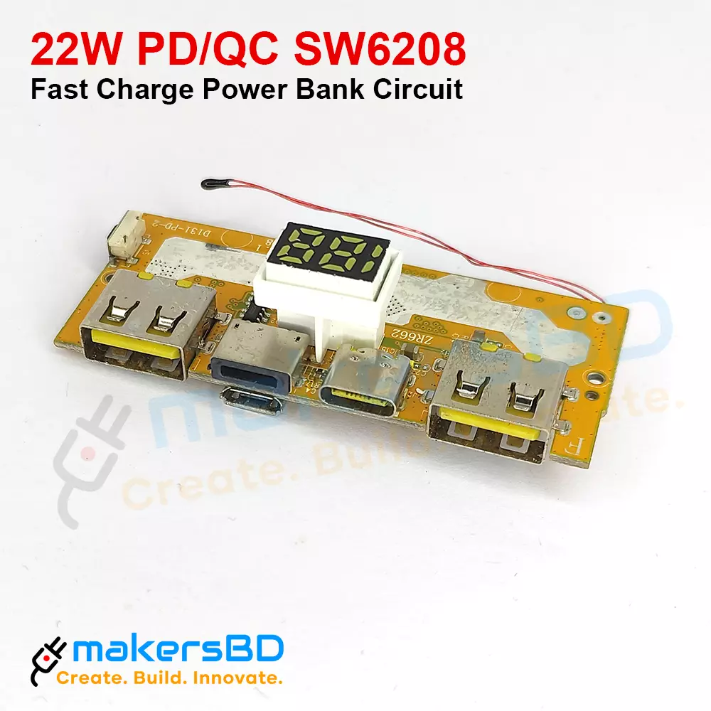 22.5W Power Bank Circuit PD QC Fast Charging With Display SW6208