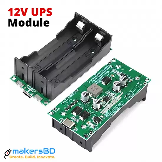 Mini UPS 12V 18650 Lithium Battery Voltage Boost UPS Module – Type-C