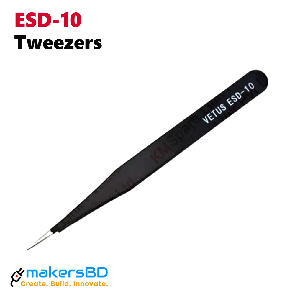 Vetus ESD-10 Anti-Static Precision Tweezers for Electronics Repair